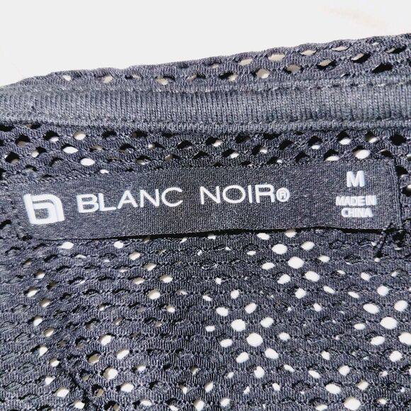 Blanc Noir Hoodie Medium Black Poolside Mesh Thumb Holes Athleisure Activewear - Picture 7 of 11
